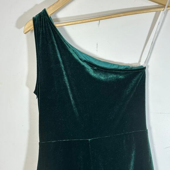 LULUS Candlelit Date Forest Green Velvet One-Shoulder Bodycon Dress Womens S NWT - Picture 6 of 12